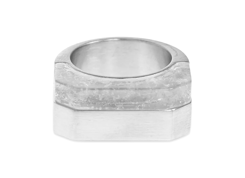Rick Owens Women's double Crystal Hollywood Ring "Silver"