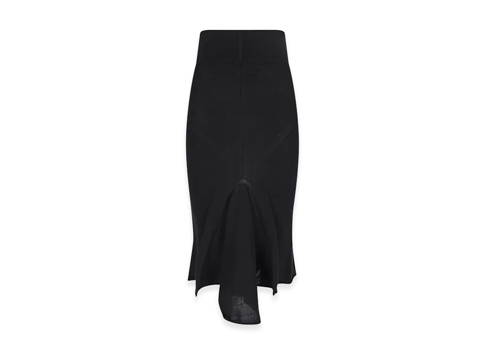 Rick Owens Women's Asymmetrical Midi Skirt In Wool "Black"