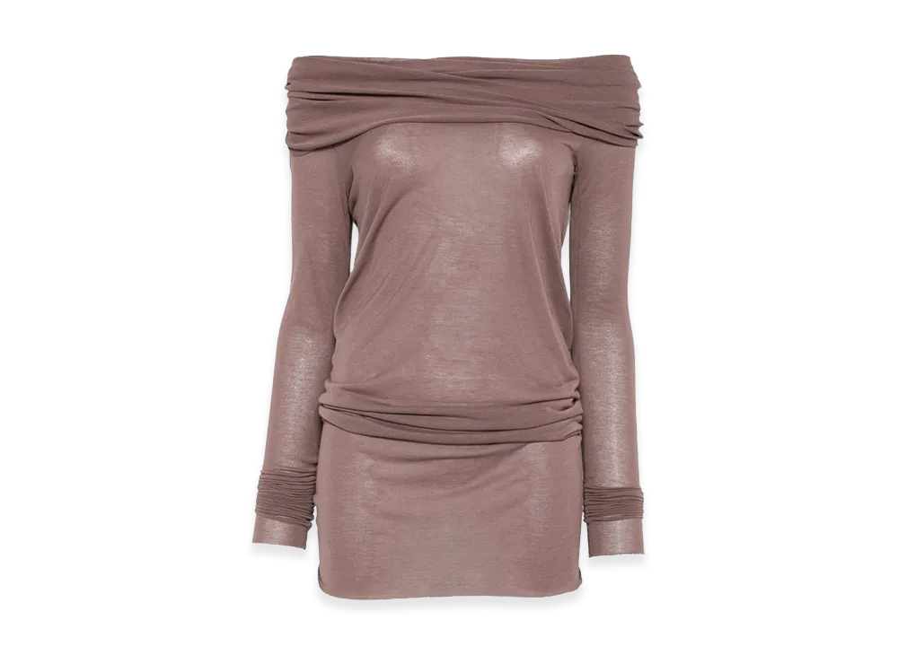 Rick Owens Women's Draped Off-Shoulder Top
 "Brown"