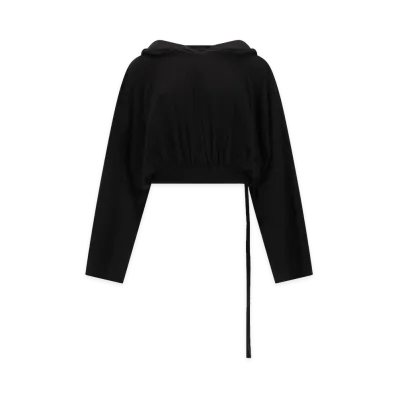 Rick Owens Women's Cropped Hooded T-Shirt "Black"