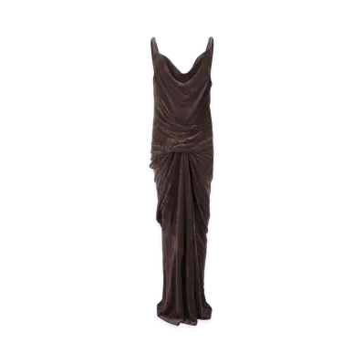 Rick Owens Women's Abito Drappeggiato In Velluto "Brown"