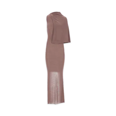 Rick Owens Women's Long Knit Dress with Overlay Detail "Brown"