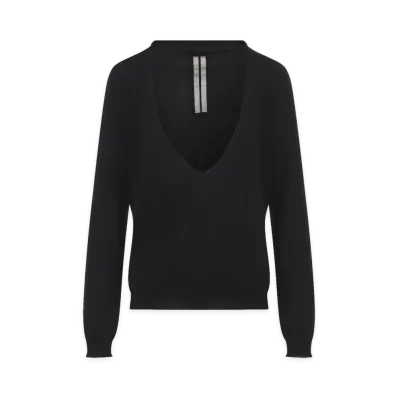 Rick Owens Women's Extreme V-Neck Pull "Black"