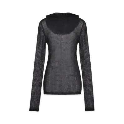Rick Owens Women's Hooded L/S T-Shirt "Black"