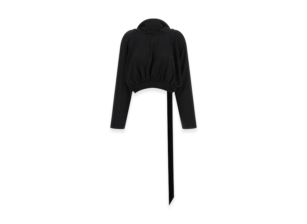 Rick Owens DRKSHDW Women's Cropped Hooded Top Long Sleeve Sweater "Black"