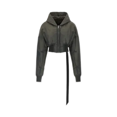 Rick Owens DRKSHDW Women's Hooded Cropped Flight Bomber Jacket "Gray"