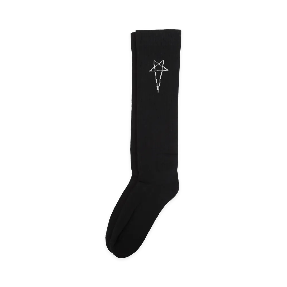 Rick Owens DRKSHDW Pearl Pentagram Knee High Socks "Black/Pearl"