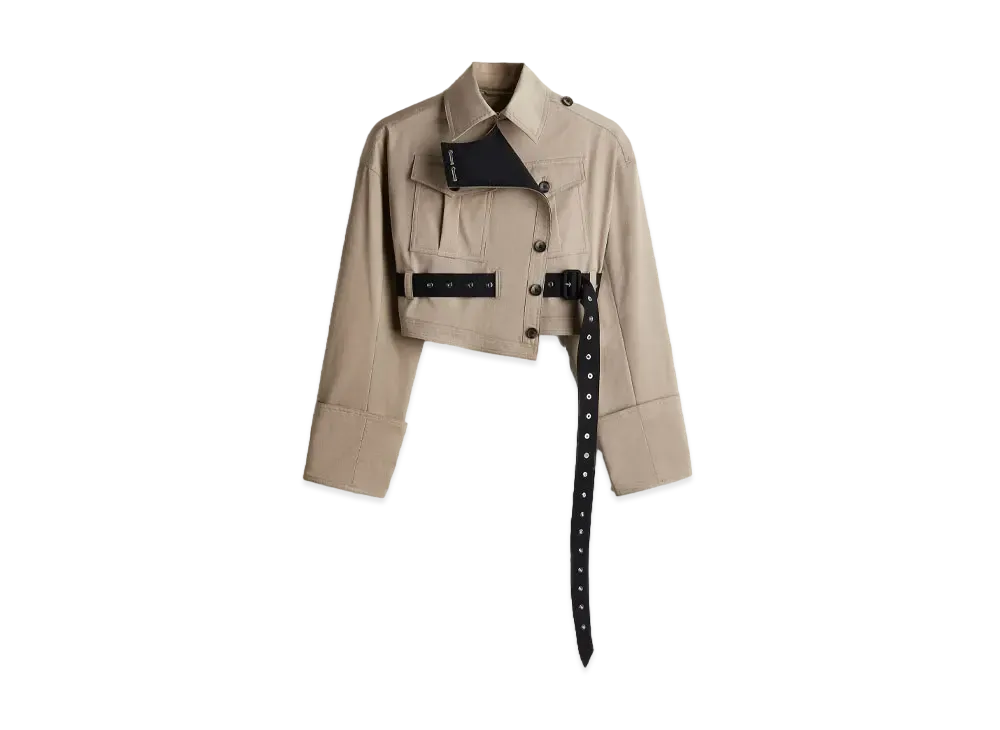 rokh x H&M Twill Cropped Jacket "Greige"