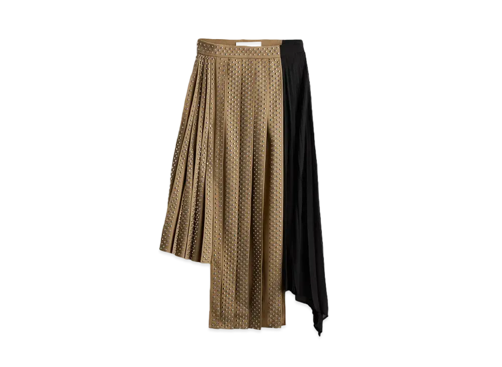rokh x H&M Wool-Blend Studded Skirt "Dark Beige/Black"
