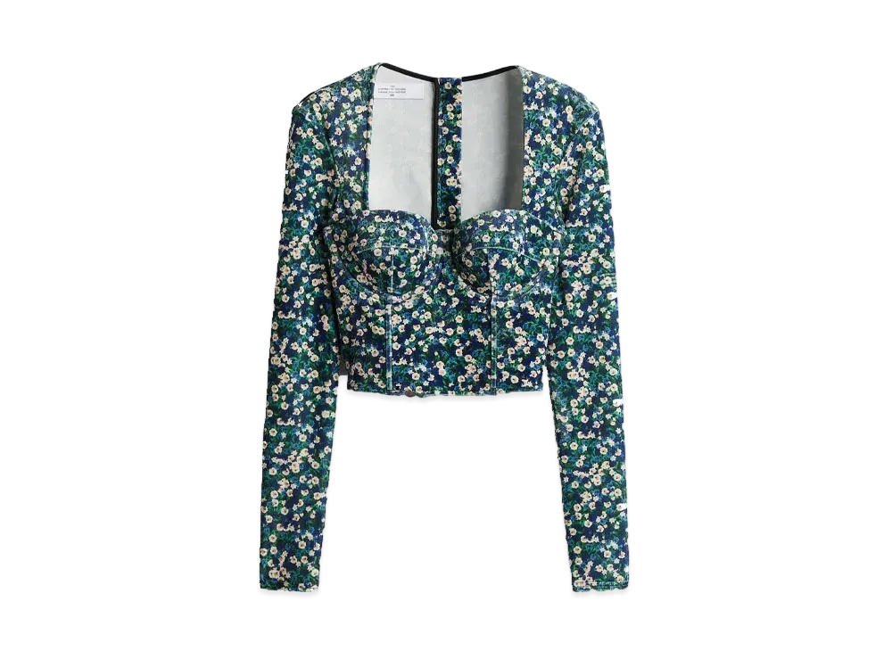 rokh x H&M Corset Style Velor Tops "Bright Blue/Floral"