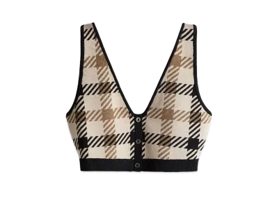 rokh x H&M Jacquard Knit Bra Top "Light Beige/Check"