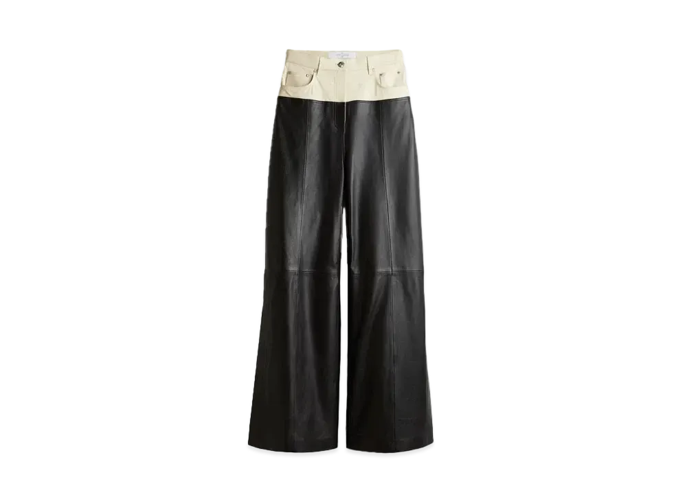 rokh x H&M Two Tone Leather Pants "Black/Light Beige"