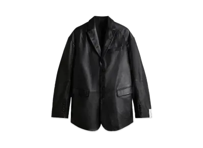 rokh x H&M Button Detail Leather Blazer "Black"