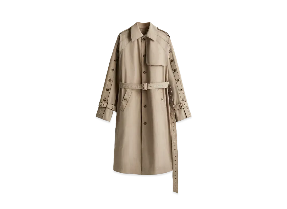 rokh x H&M Button-Detail Twill Trench Coat "Greige"