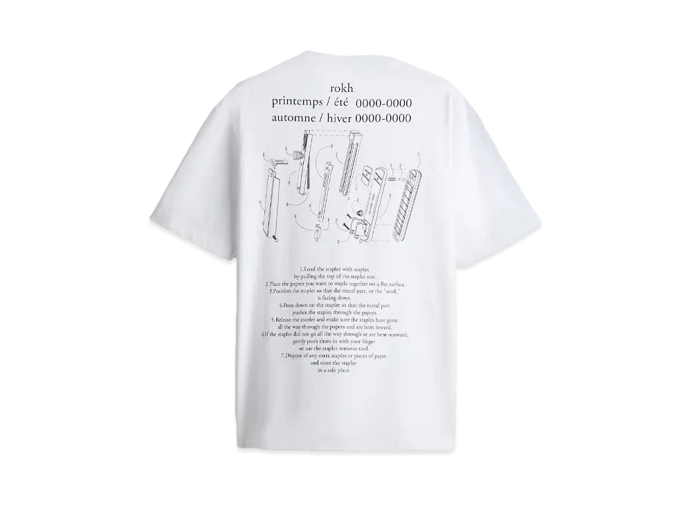 rokh x H&M Printed T-Shirt "White/Stapler"