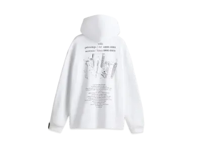 rokh x H&M Printed Oversized Sweat Parka "White/Stapler"