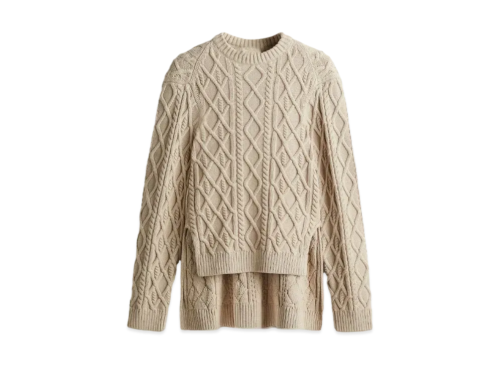 rokh x H&M Oversized Cable Knit Sweater "Light Beige"