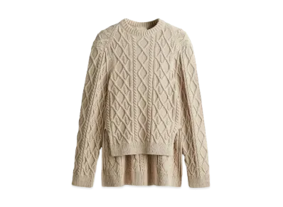 rokh x H&M Oversized Cable Knit Sweater "Light Beige"