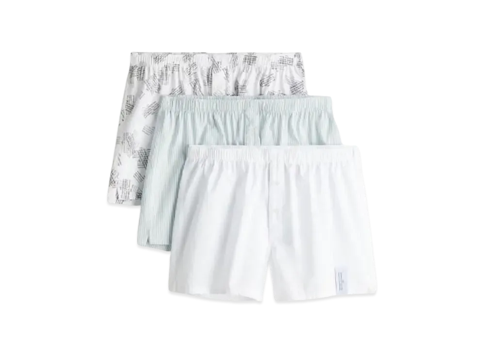 rokh x H&M Set Of 3 Woven Cotton Boxer Shorts "White/Pattern"