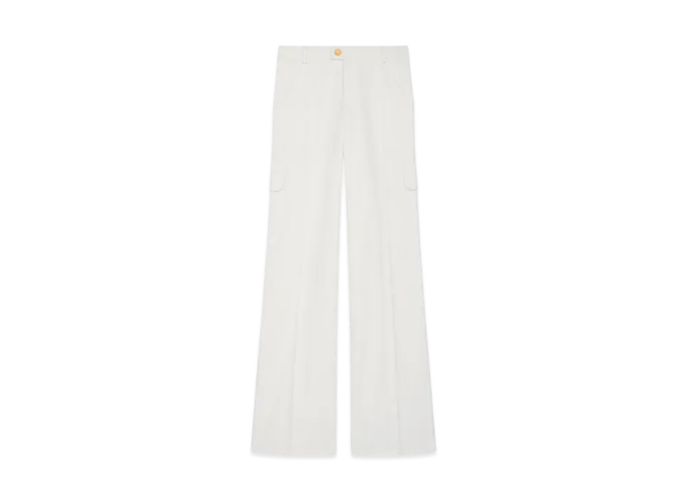 CELINE Women's Cargo Pants in Cotton Gabardine "Off White"