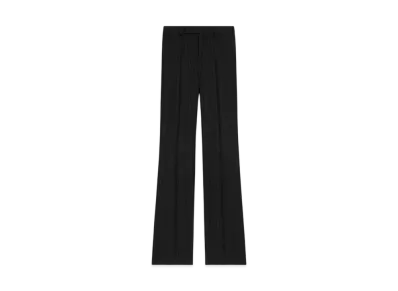 CELINE Women's Francoise Pants in Striped Wool Flannel "Noir/Craie"