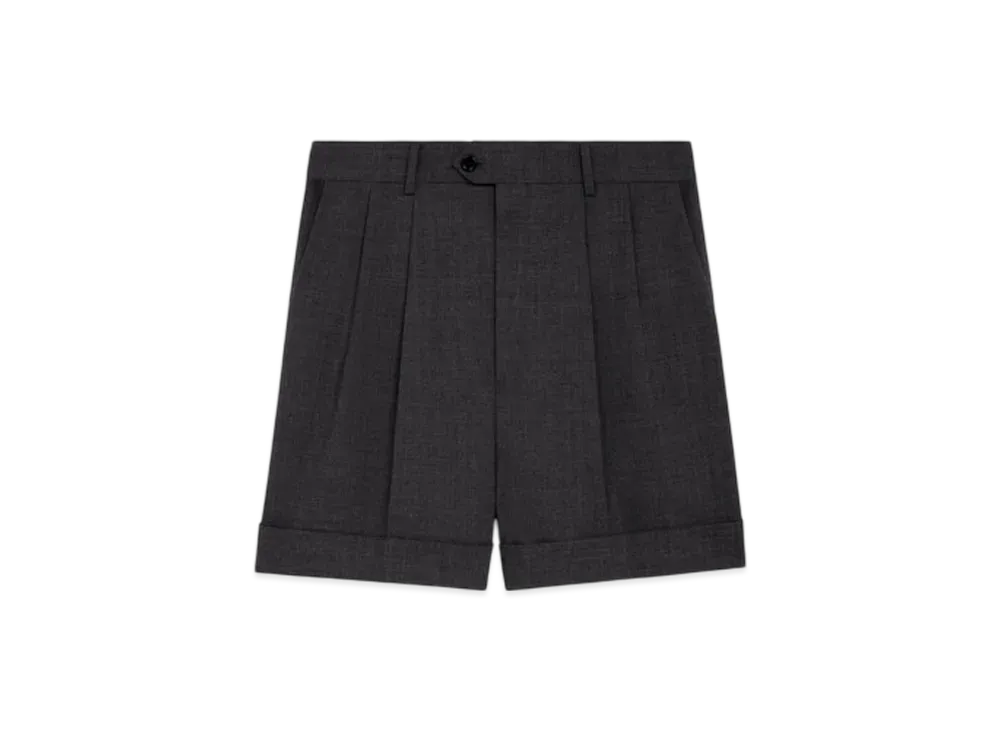 CELINE Men's School Boy Shorts in Wool "Anthracite"