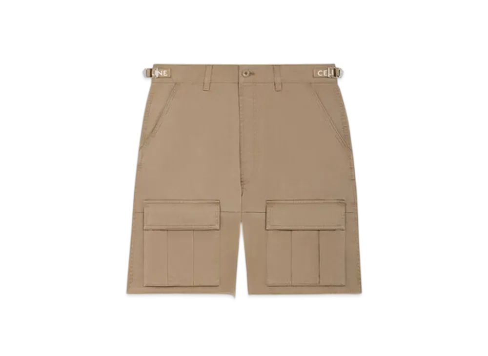 CELINE Men's Cargo Shorts in Cotton "Taupe"