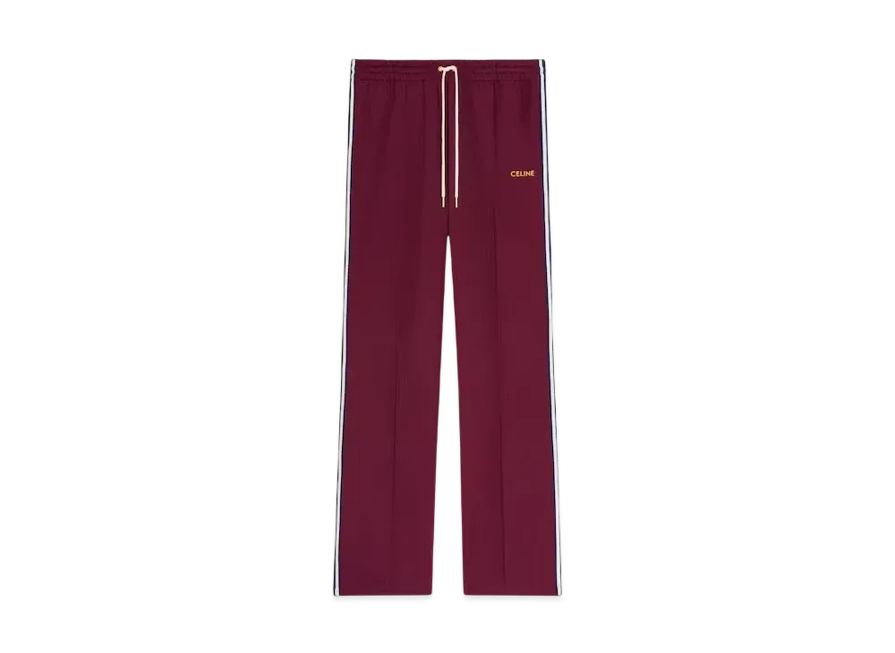 CELINE Men's Tracksuit Pants in Double Face Jersey "Bordeaux Cete/Navy/Ecru"