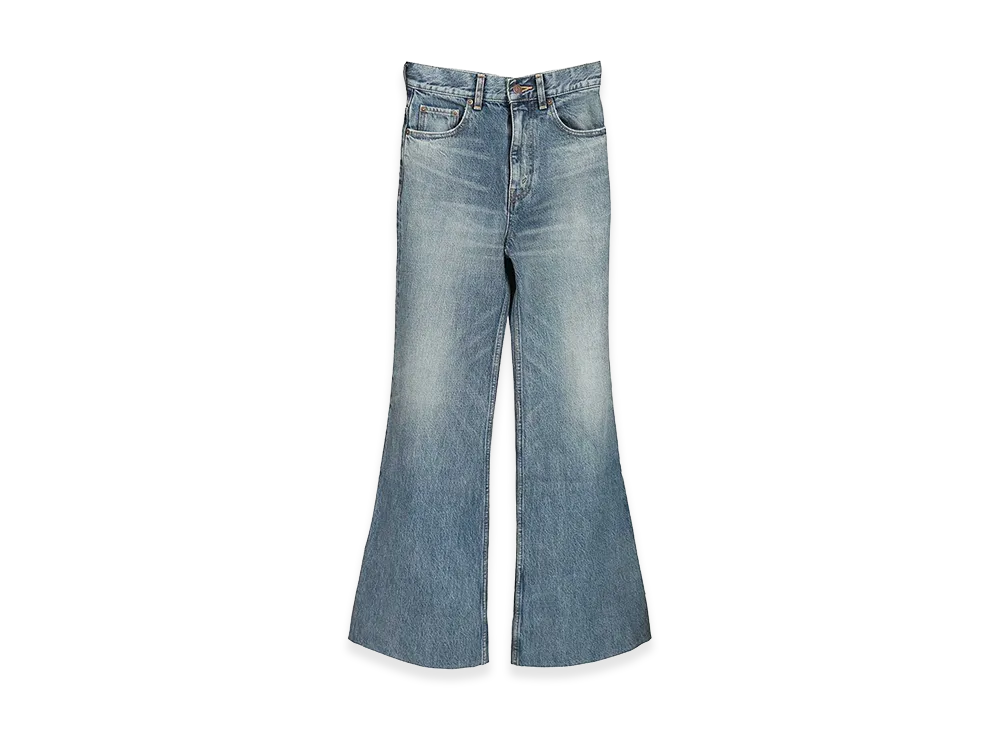 CELINE Women's Flare Jeans 001 Rigid Cotton Denim "Light Blue"