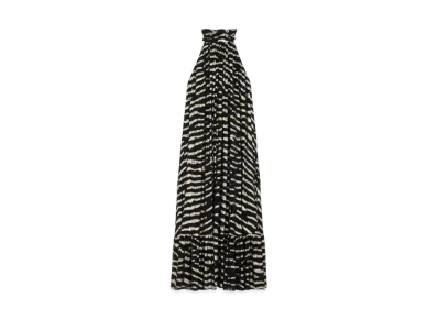 CELINE Women's Long Dress in Lame Tiger Silk "Black/Gold"