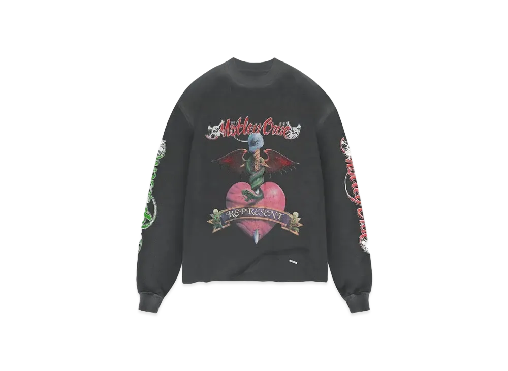 REPRESENT x Motley Crue Without You Long Sleeve T-Shirt "Aged Black"