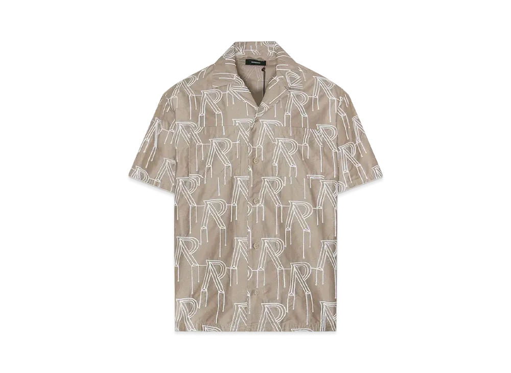 REPRESENT Embroidered Initial Overshirt "Washed Taupe"