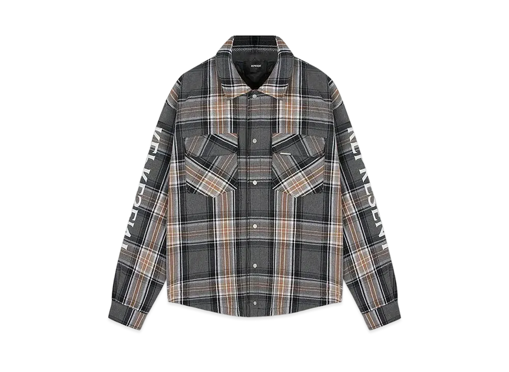 REPRESENT Quilted Flannel Shirt "Gray Check"