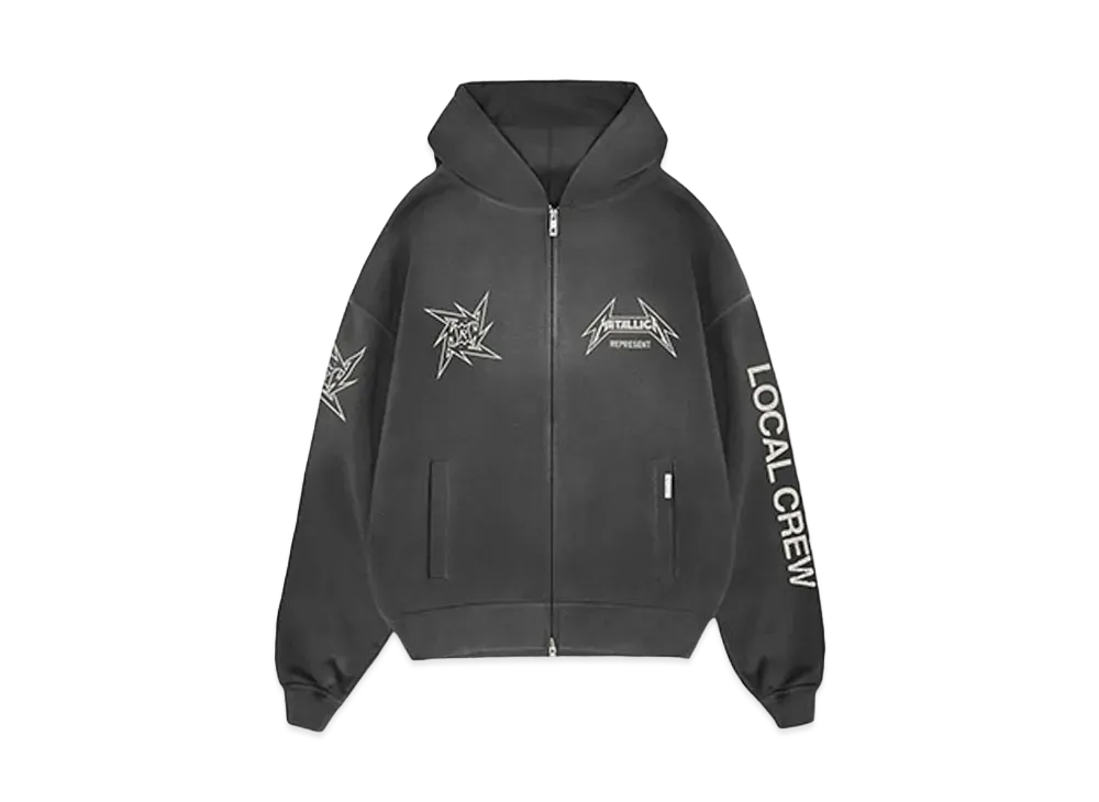 REPRESENT x METALLICA Local Crew Zip Hoodie "Stained Black"