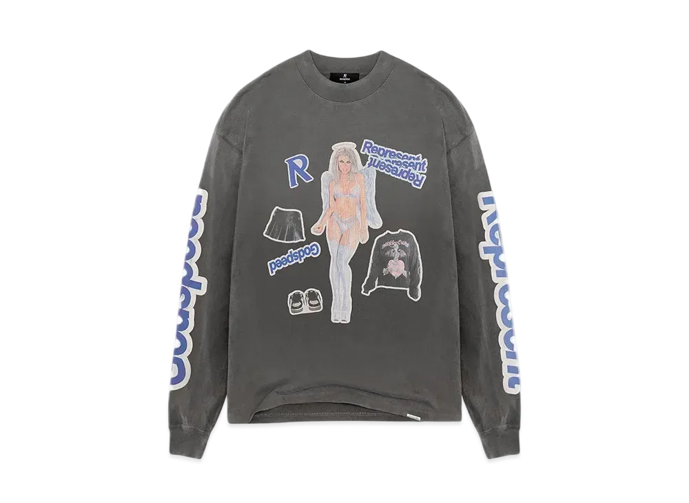 REPRESENT Question Your Innocence Long Sleeve T-Shirt "Vintage Grey"