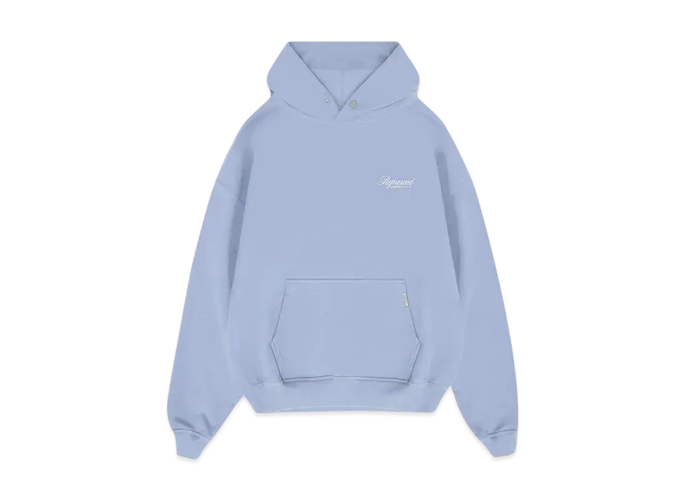 REPRESENT Owners Club Script Hoodie "Dusty Blue"