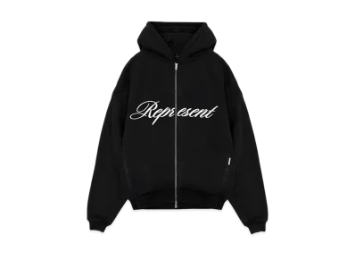 REPRESENT Script Logo Zip Hoodie "Black"