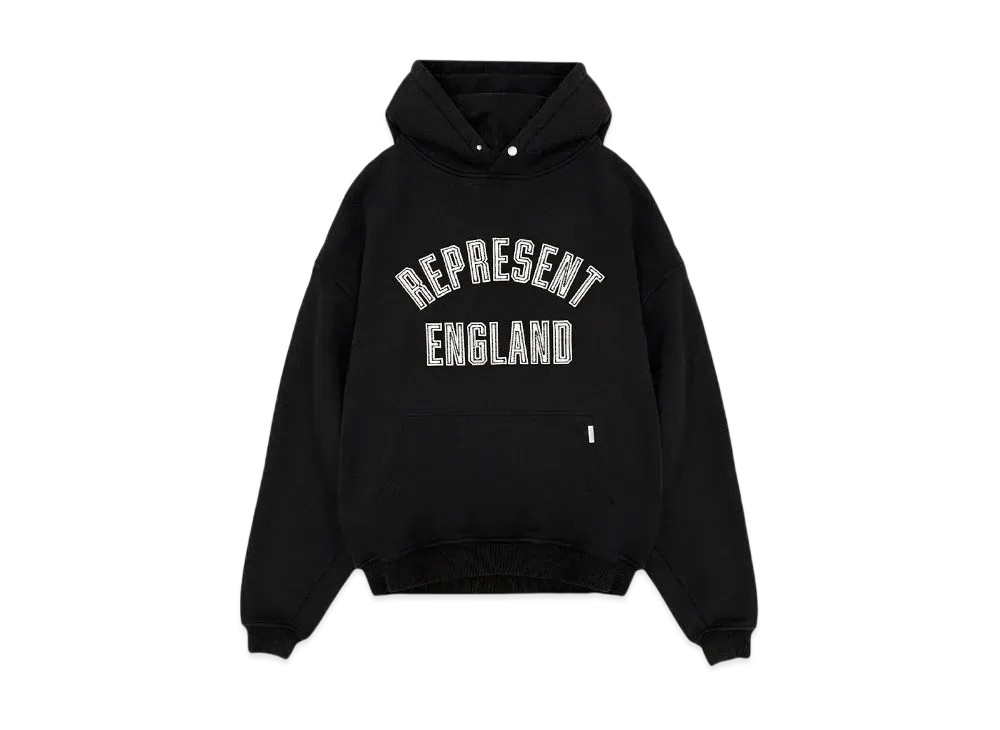 REPRESENT England Applique Hoodie "Jet Black"