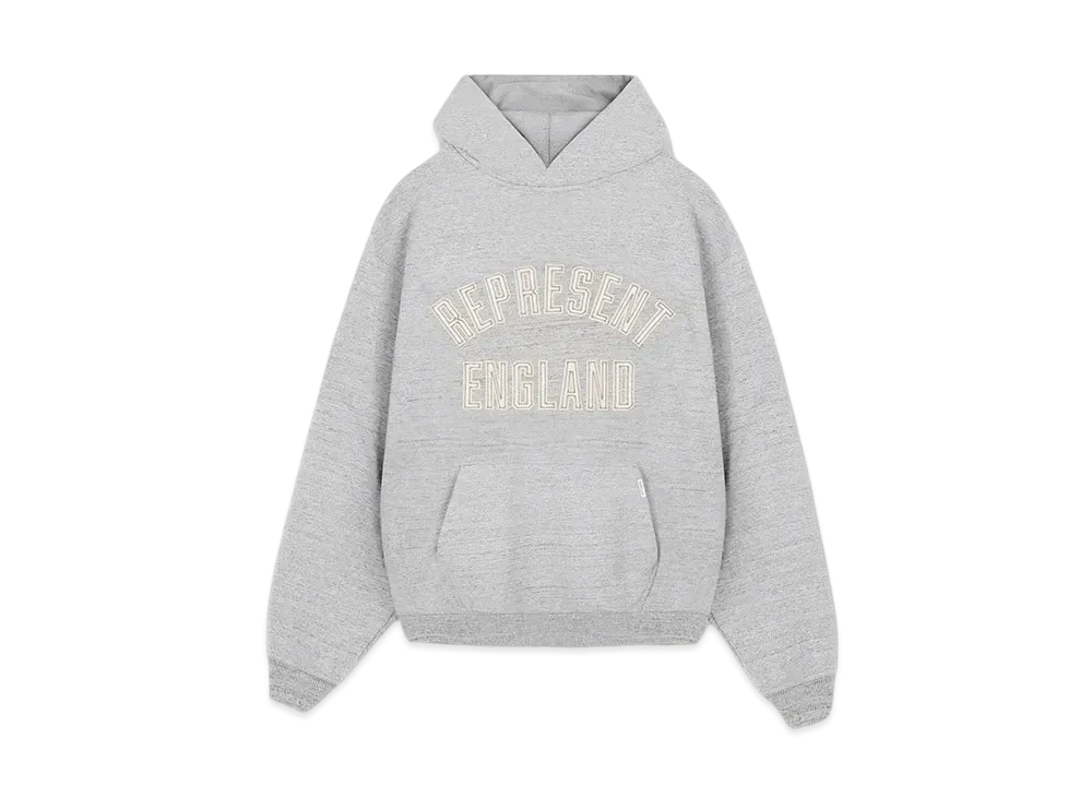 REPRESENT England Applique Hoodie "Grey Marl"