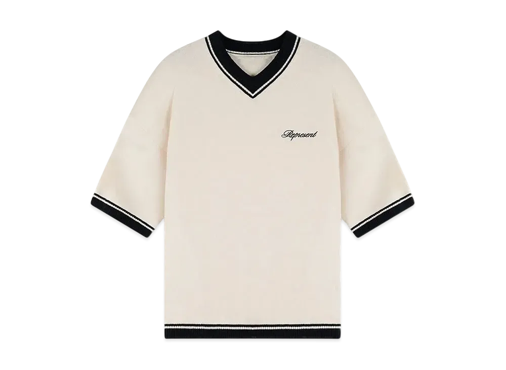 REPRESENT Script Embroidered Knit "Off White"