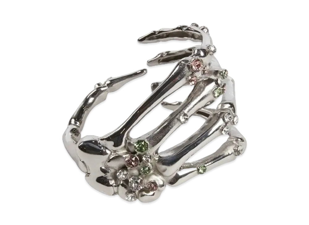 RAF SIMONS Scattered Strass Skeleton Bracelet "Pink/Silver"