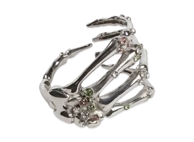 RAF SIMONS Scattered Strass Skeleton Bracelet "Pink/Silver"