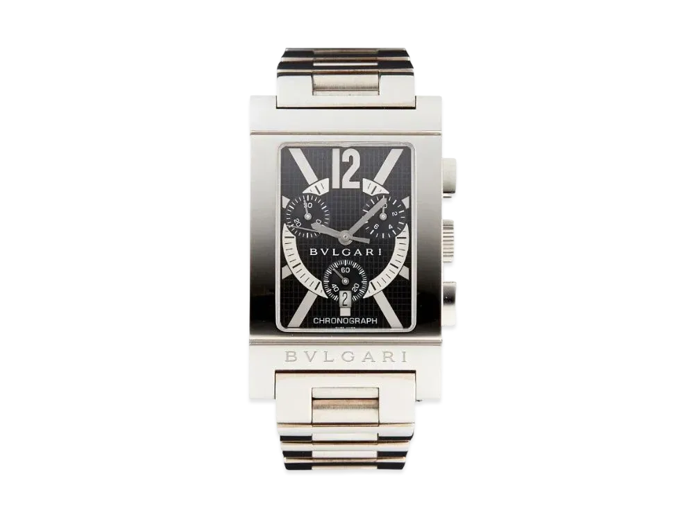 BVLGARI Lettangolo Chronograph "Black/Stainless Steel/Silver"