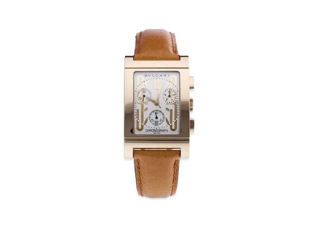 BVLGARI Lettangolo Chronograph "White/Yellow Gold/Brown"