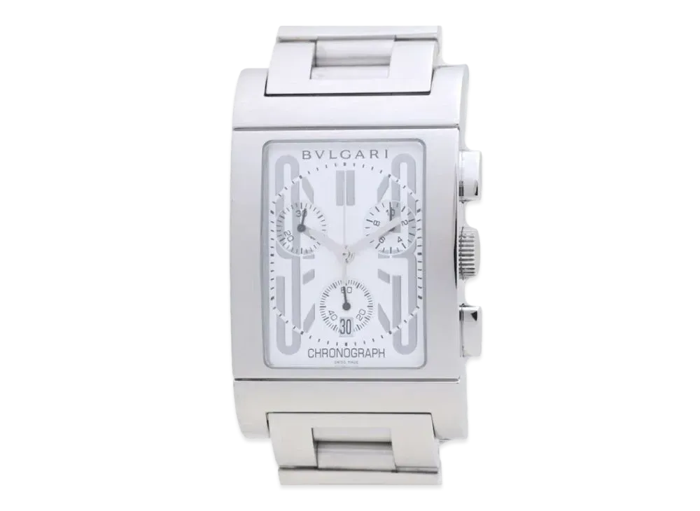 BVLGARI Lettangolo Chronograph "White/Stainless Steel/Silver"