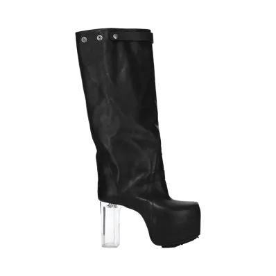 Rick Owens Naska Kiss Boot Washed Calf Leather "Black/Clear"
