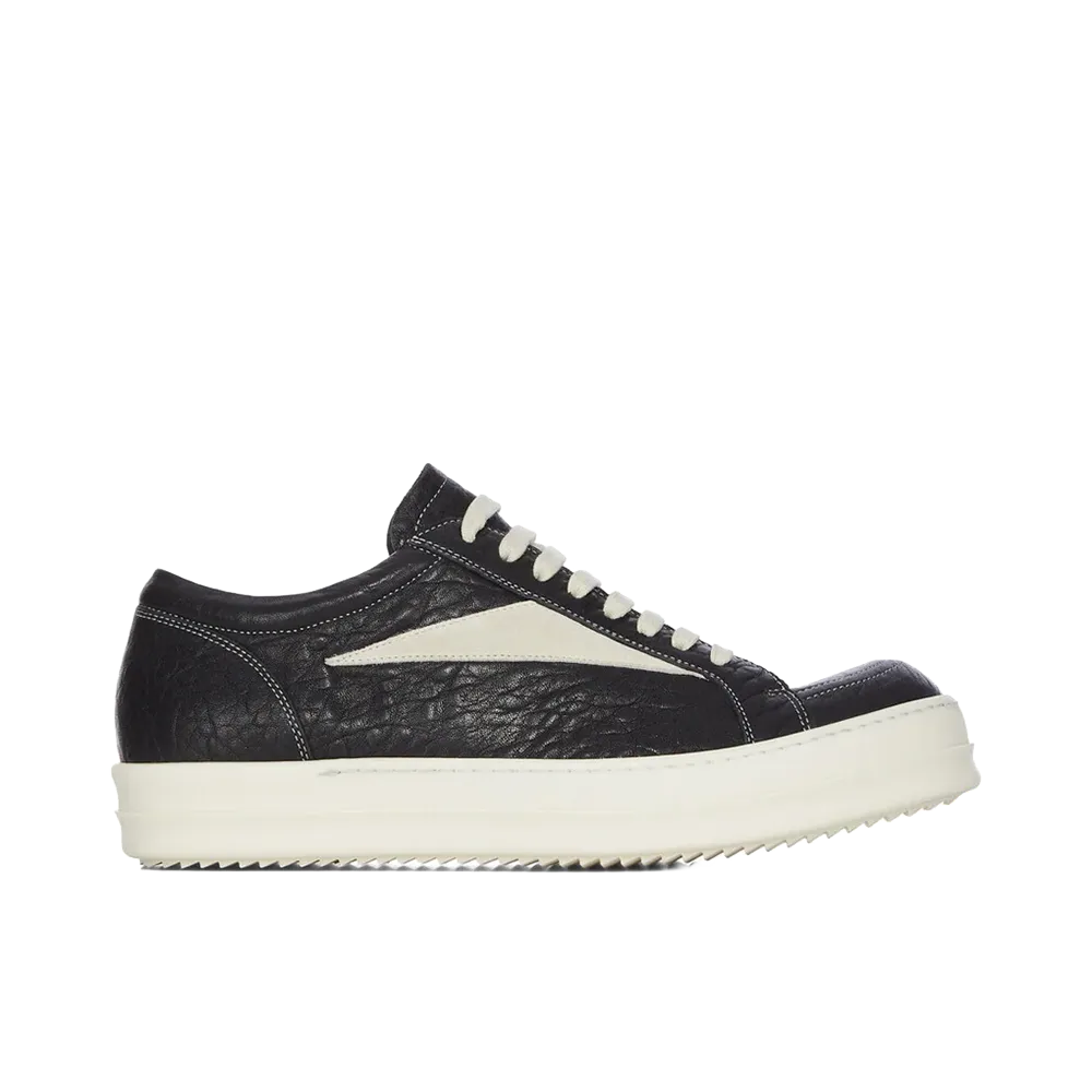 Rick Owens Vintage Sneaks Bubble Lamb and Suede Leather "Black/Milk"