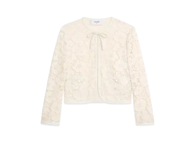 CELINE Women's Verneuil Jacket in Linen and Cotton Lace "Ivoire"