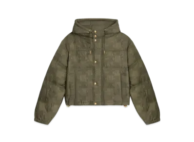 CELINE Cropped Triomphe Down Jacket In Lightweight Nylon "Khaki"