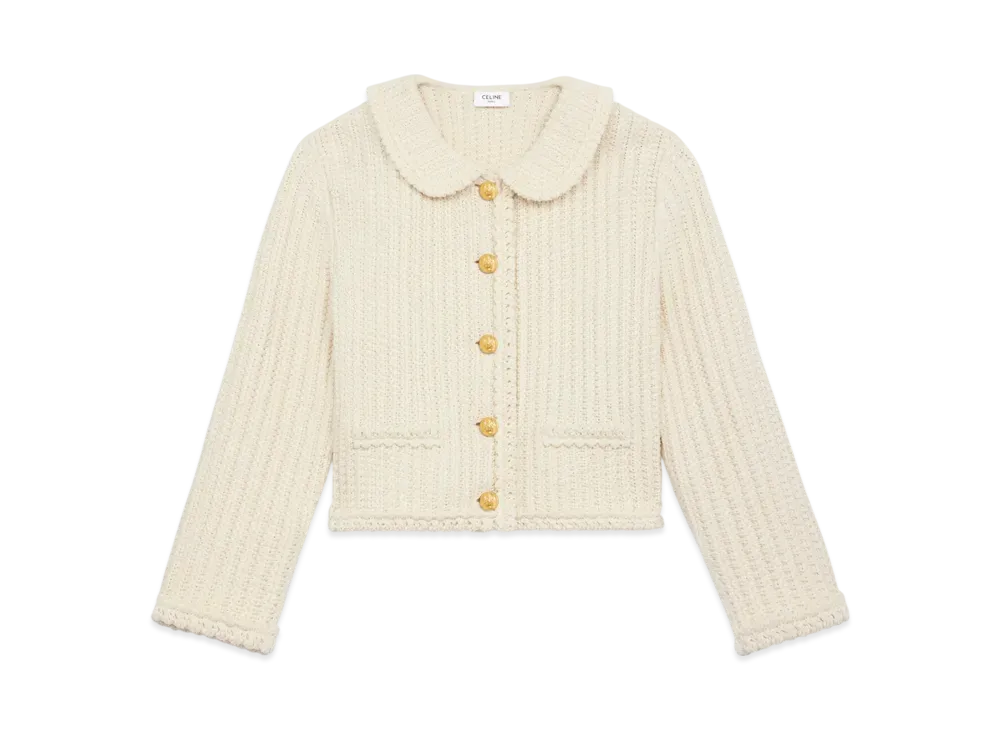 CELINE Women's Cardigan Jacket in Cotton "Off White"